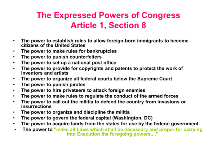 Powers of congress worksheet answers