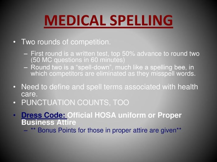 Hosa medical spelling practice test